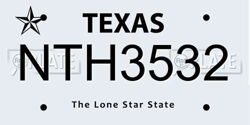 NTH3532 Texas License Plate