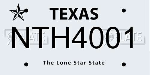 NTH4001 Texas License Plate
