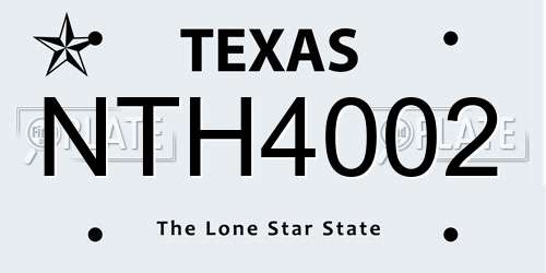 NTH4002 Texas License Plate