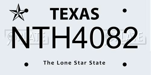 NTH4082 Texas License Plate