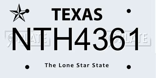 NTH4361 Texas License Plate