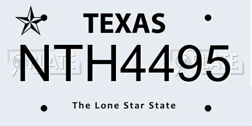 NTH4495 Texas License Plate