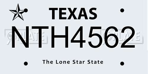 NTH4562 Texas License Plate