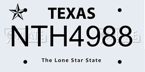 NTH4988 Texas License Plate