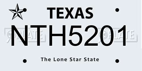NTH5201 Texas License Plate