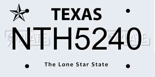 NTH5240 Texas License Plate