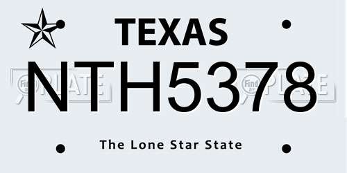 NTH5378 Texas License Plate