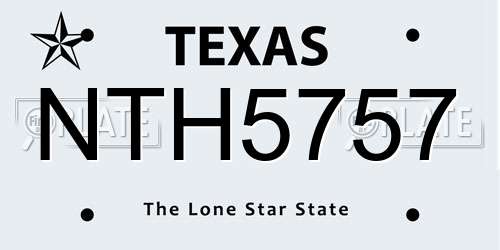 NTH5757 Texas License Plate