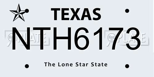 NTH6173 Texas License Plate