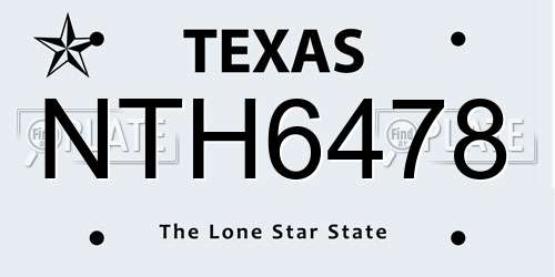 NTH6478 Texas License Plate
