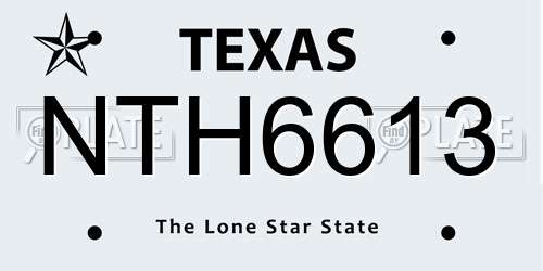 NTH6613 Texas License Plate