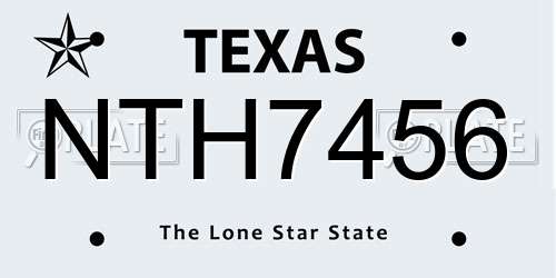 NTH7456 Texas License Plate