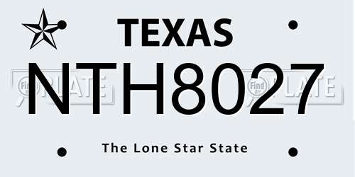 NTH8027 Texas License Plate