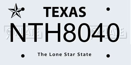 NTH8040 Texas License Plate