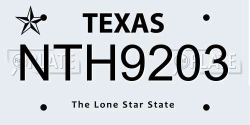 NTH9203 Texas License Plate