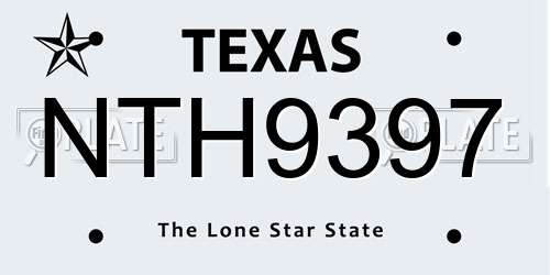 NTH9397 Texas License Plate