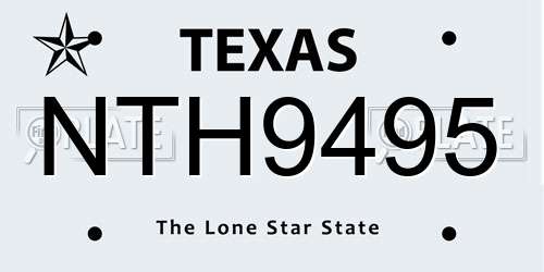 NTH9495 Texas License Plate