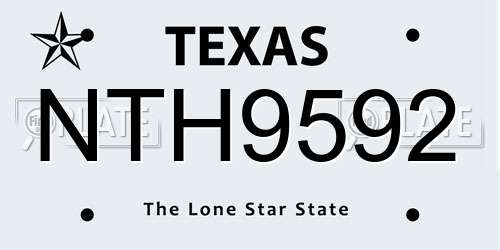 NTH9592 Texas License Plate