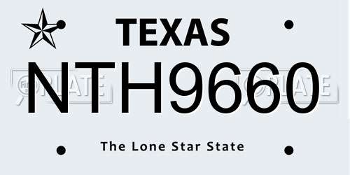 NTH9660 Texas License Plate