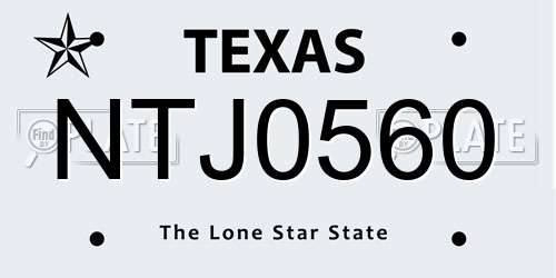NTJ0560 Texas License Plate