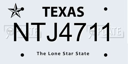 NTJ4711 Texas License Plate