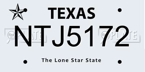 NTJ5172 Texas License Plate