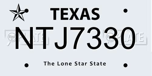 NTJ7330 Texas License Plate