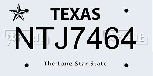 NTJ7464 Texas License Plate