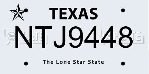 NTJ9448 Texas License Plate
