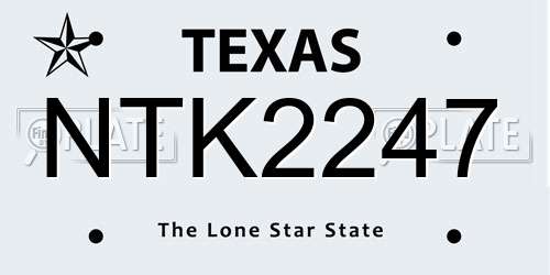 NTK2247 Texas License Plate