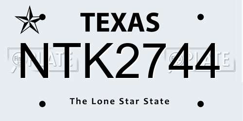 NTK2744 Texas License Plate