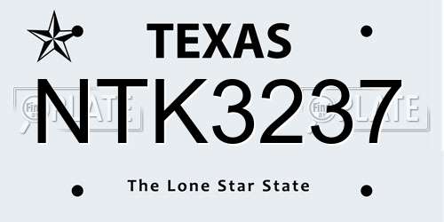 NTK3237 Texas License Plate