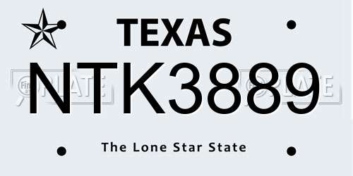 NTK3889 Texas License Plate