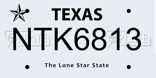 NTK6813 Texas License Plate