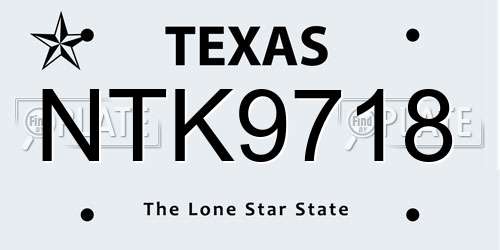 NTK9718 Texas License Plate