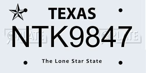 NTK9847 Texas License Plate