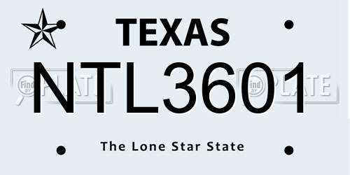 NTL3601 Texas License Plate