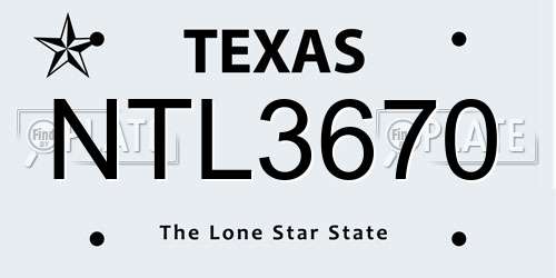 NTL3670 Texas License Plate