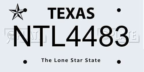 NTL4483 Texas License Plate