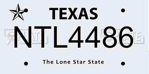 NTL4486 Texas License Plate