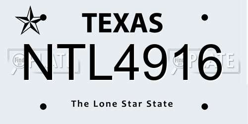 NTL4916 Texas License Plate