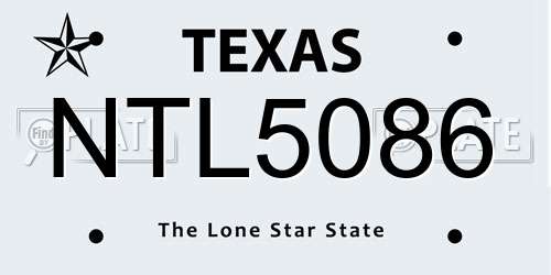 NTL5086 Texas License Plate