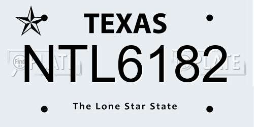 NTL6182 Texas License Plate