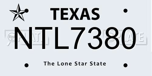 NTL7380 Texas License Plate