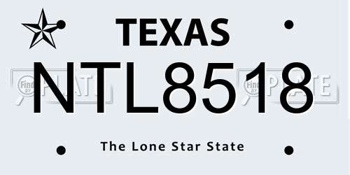 NTL8518 Texas License Plate