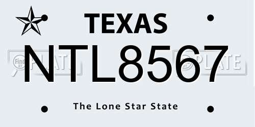 NTL8567 Texas License Plate