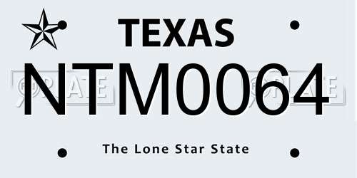 NTM0064 Texas License Plate
