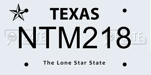 NTM218 Texas License Plate