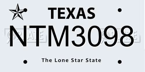NTM3098 Texas License Plate