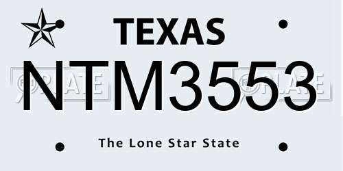 NTM3553 Texas License Plate